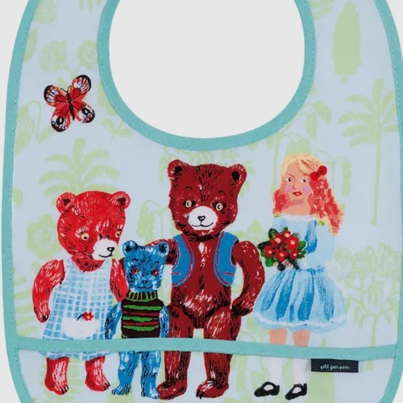 Petit Jour with artist Nathalie Lete! Goldilocks & The Three Bears Bib. - Picture 1 of 4
